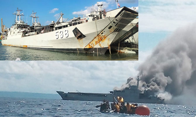 Indonesian Navy landing ship on fire, Flores sea - News2Sea